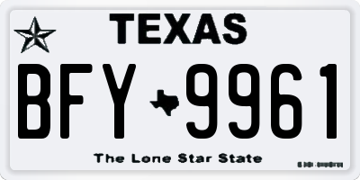 TX license plate BFY9961