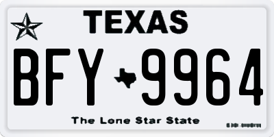 TX license plate BFY9964