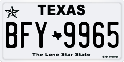 TX license plate BFY9965