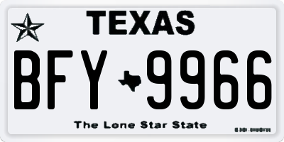TX license plate BFY9966
