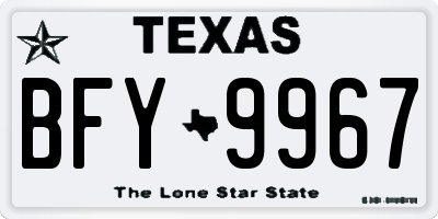 TX license plate BFY9967