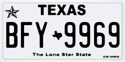 TX license plate BFY9969