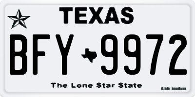 TX license plate BFY9972