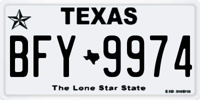 TX license plate BFY9974