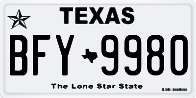 TX license plate BFY9980
