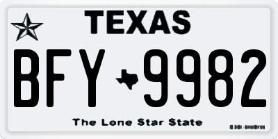TX license plate BFY9982