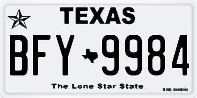 TX license plate BFY9984