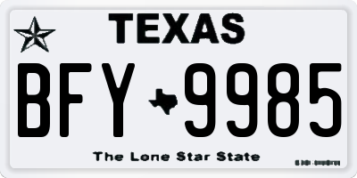 TX license plate BFY9985