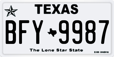TX license plate BFY9987