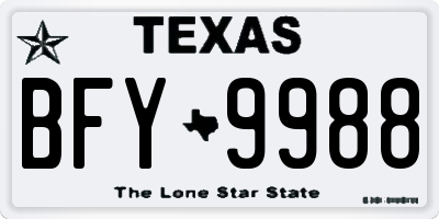 TX license plate BFY9988