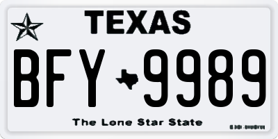 TX license plate BFY9989