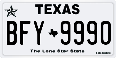 TX license plate BFY9990
