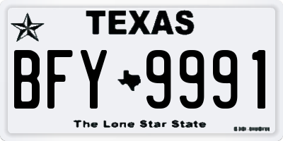 TX license plate BFY9991