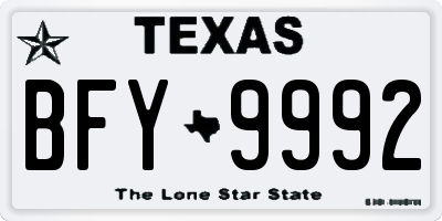 TX license plate BFY9992