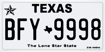 TX license plate BFY9998