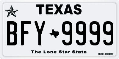 TX license plate BFY9999