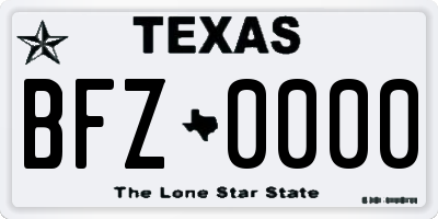 TX license plate BFZ0000