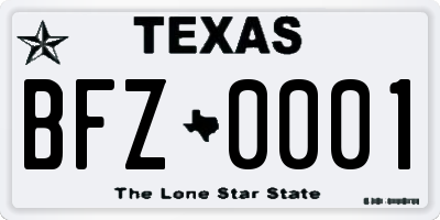 TX license plate BFZ0001