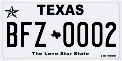 TX license plate BFZ0002