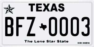 TX license plate BFZ0003
