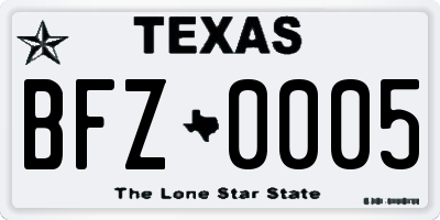 TX license plate BFZ0005