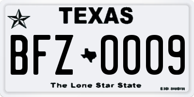 TX license plate BFZ0009