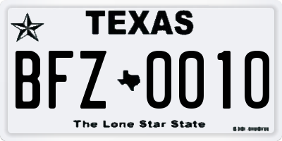 TX license plate BFZ0010