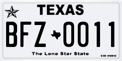 TX license plate BFZ0011