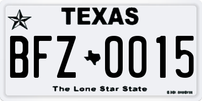 TX license plate BFZ0015