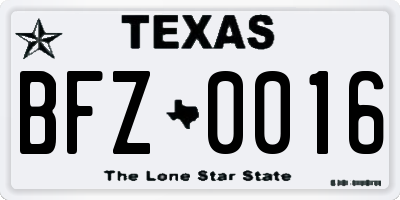 TX license plate BFZ0016
