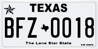 TX license plate BFZ0018