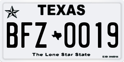 TX license plate BFZ0019