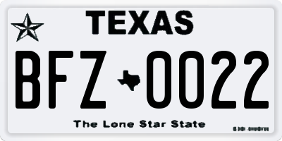 TX license plate BFZ0022