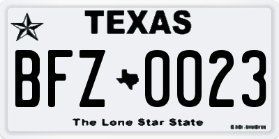 TX license plate BFZ0023