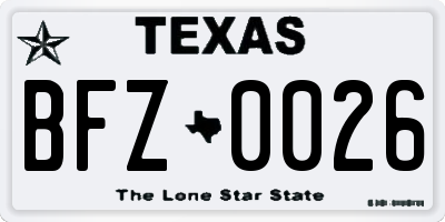 TX license plate BFZ0026