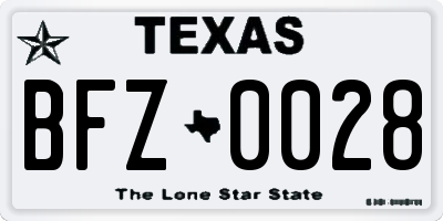TX license plate BFZ0028
