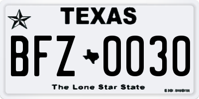 TX license plate BFZ0030