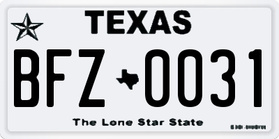 TX license plate BFZ0031