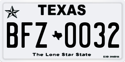 TX license plate BFZ0032