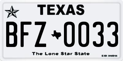 TX license plate BFZ0033