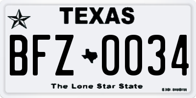 TX license plate BFZ0034