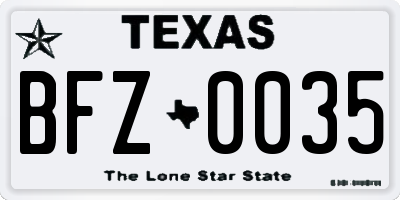 TX license plate BFZ0035