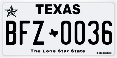 TX license plate BFZ0036