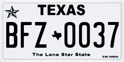 TX license plate BFZ0037