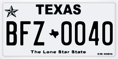 TX license plate BFZ0040