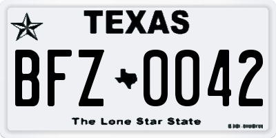 TX license plate BFZ0042
