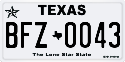 TX license plate BFZ0043
