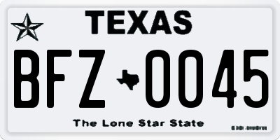 TX license plate BFZ0045
