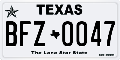 TX license plate BFZ0047