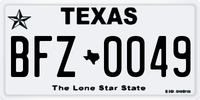 TX license plate BFZ0049